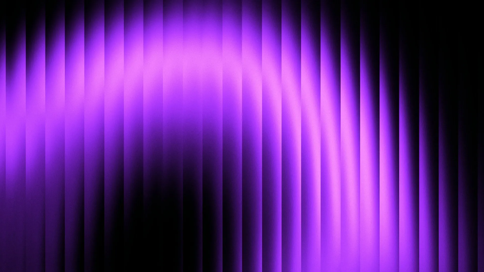 Abstract purple arc glowing through vertical ribbed glass on black